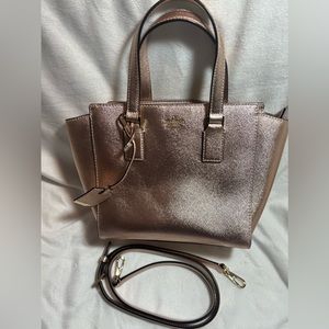 Kate Spade Cameron Street Hayden, rose gold satchel with crossbody strap